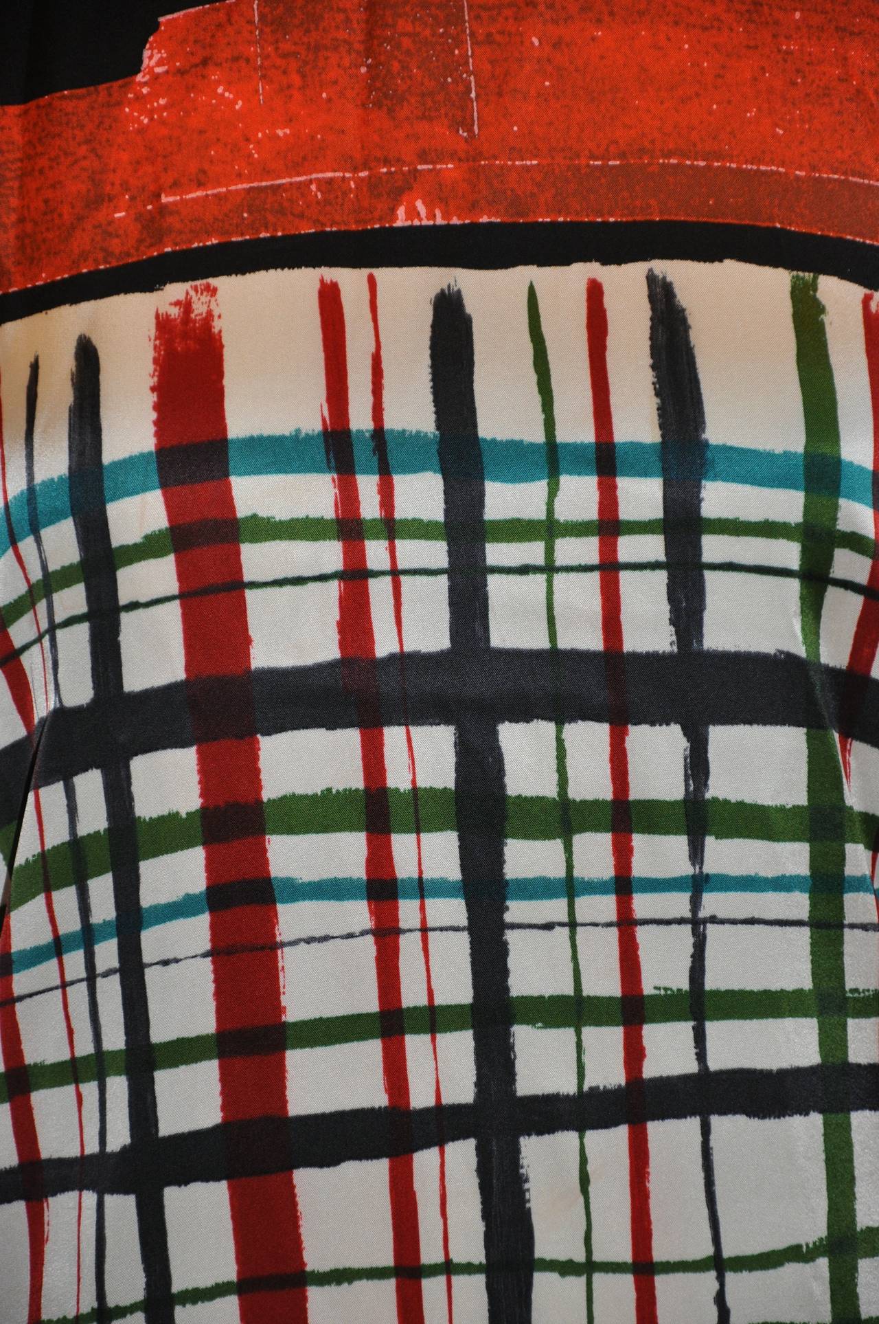 Jean Paul Gaultier - Haut abstrait à col haut extensible multicolore et audacieux Excellent état - En vente à New York, NY