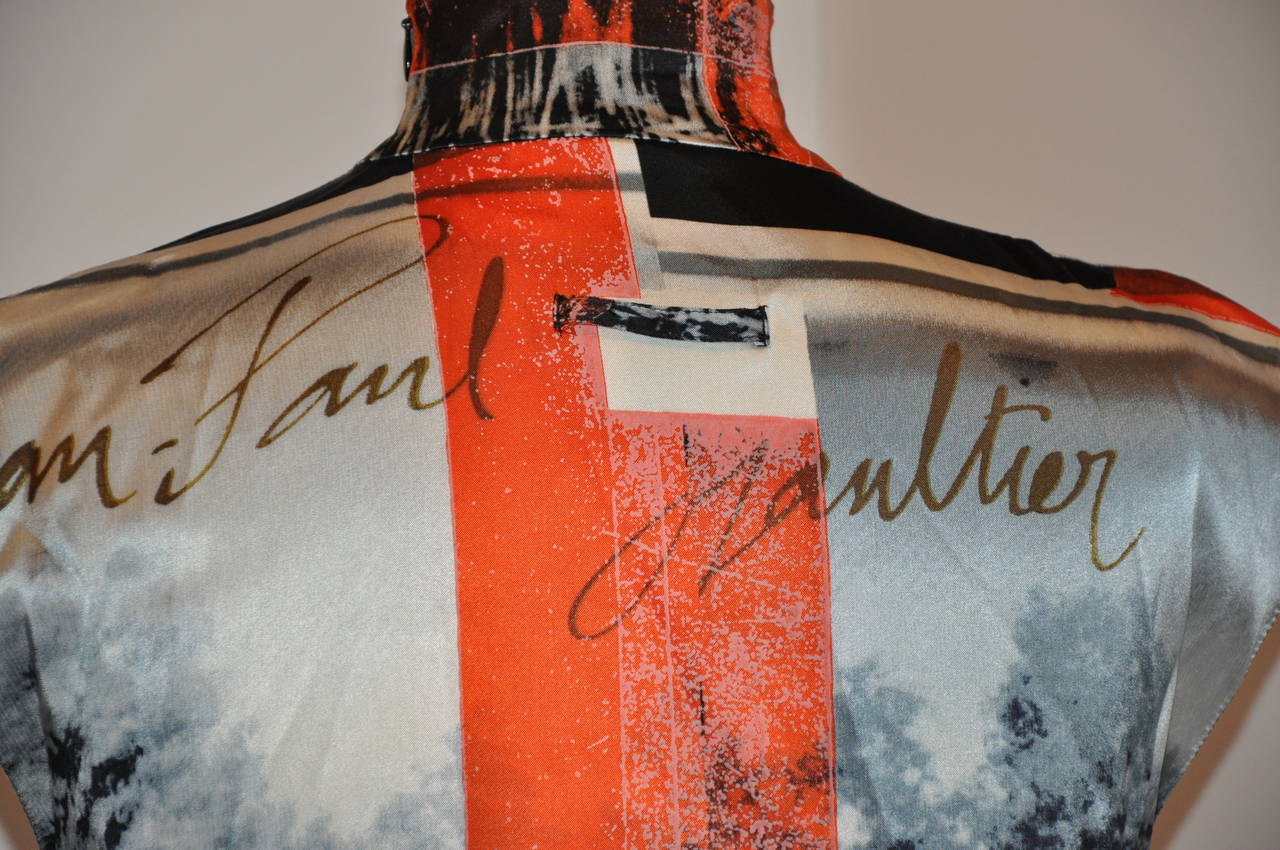 Jean Paul Gaultier - Haut abstrait à col haut extensible multicolore et audacieux Unisexe en vente