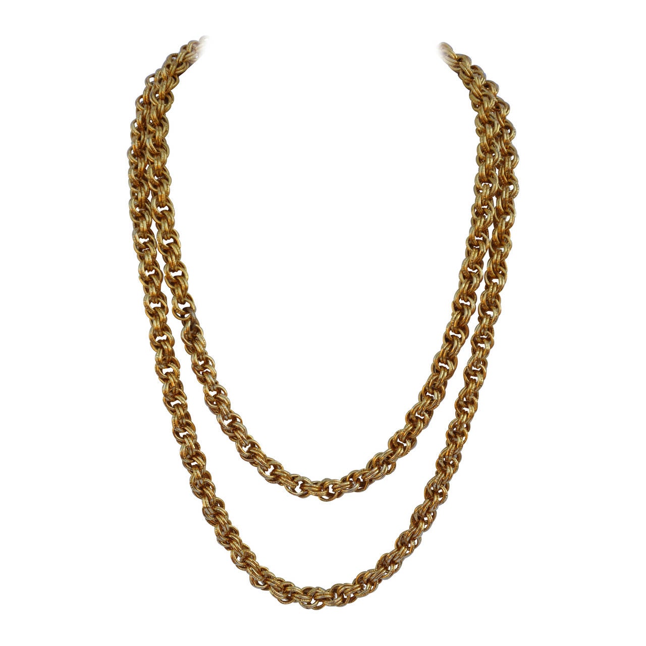 Detailed Multi-Link Gilded Gold Vermeil Filigree Gold Necklace For Sale