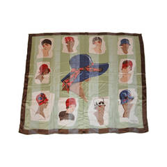 Lanvin Silk & Silk Chiffon "Ladies with Hats" scarf