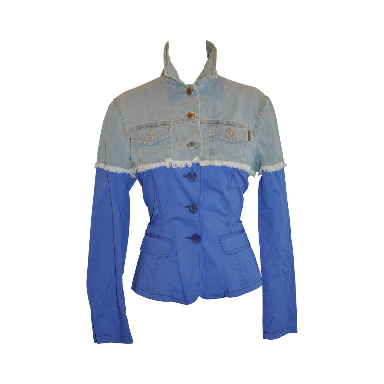 Moschino Blue and Denim Cotton Jacket For Sale