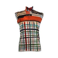 Jean Paul Gaultier Bold Multi-Color High-Neck Abstract Stretch Top 4