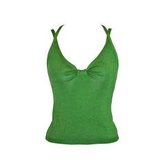 Moschino Metallic Emerald Green Stretch Tank Top 11