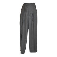 Yves Saint Laurent Pleated Charcoal Gray Wool Trousers