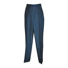 Romeo Gigli Blue Pinstripe Silk Trousers