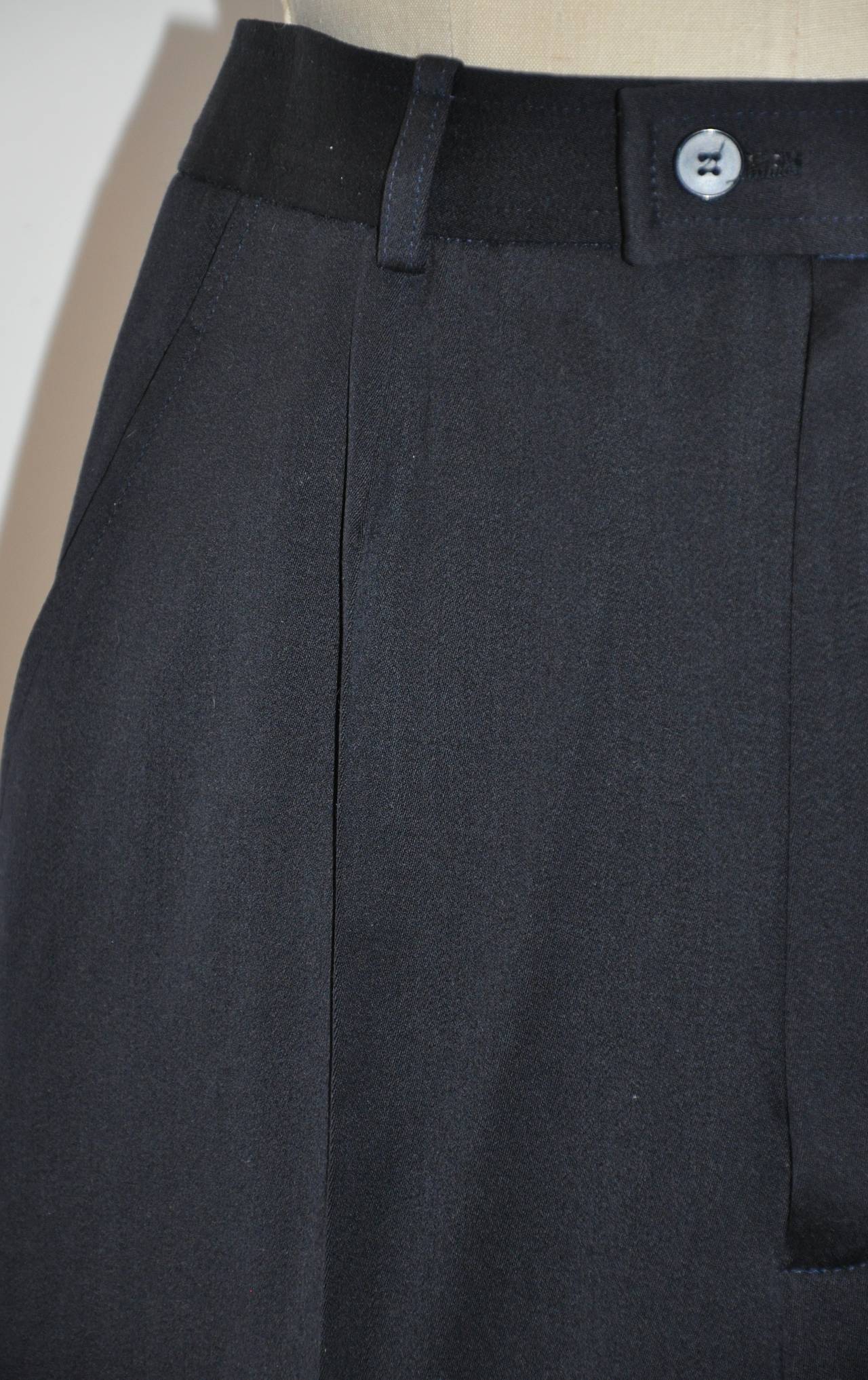 Black Yves Saint Laurent Signature Navy Wool Gabardine Trouser For Sale