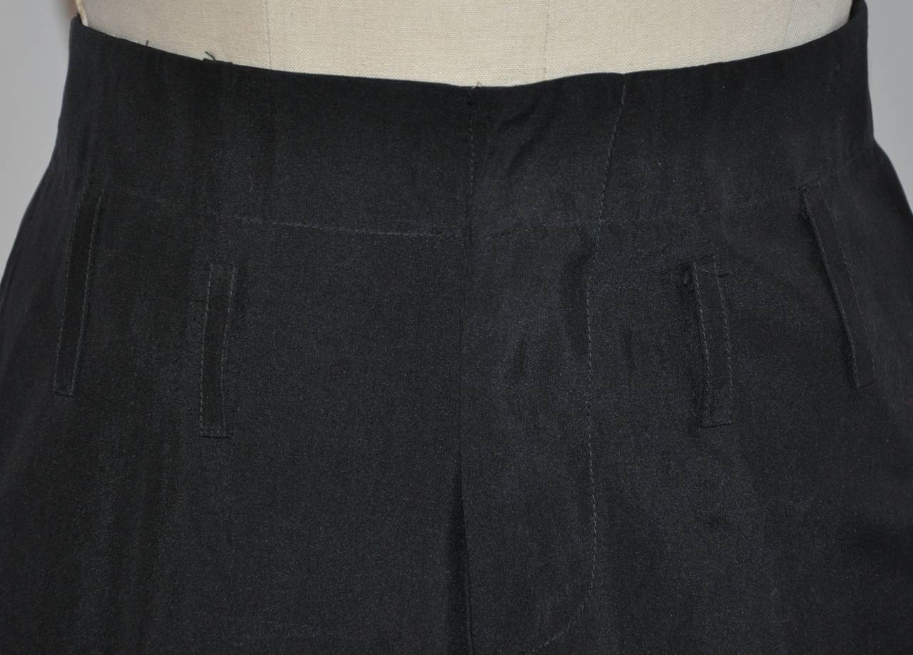 Noir Romeo Gigli - Pantalon en soie noire taille basse en vente