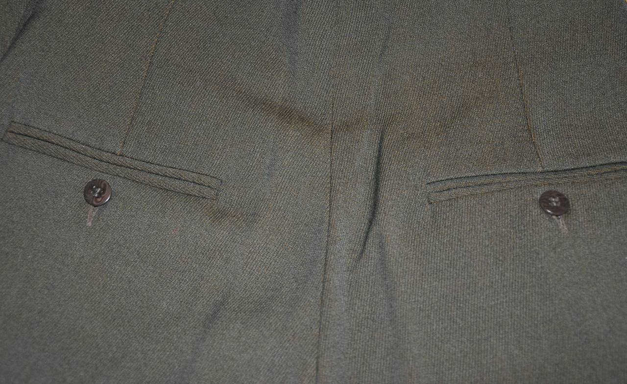 Romeo Gigli Olive Wool Gabardine Trousers In Good Condition In New York, NY