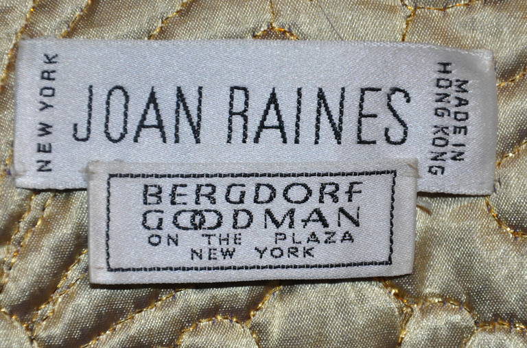 Brown Joan Raines for Bergdorf Goodman Gold with Metallic Gold Cocoon Jacket