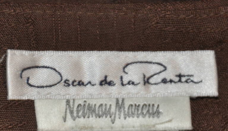 Women's Oscar de la Renta Coco-Brown Silk Caftan with Hand Embroidered Detail