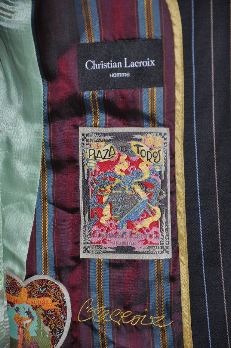 Christian LaCroix Men's Multi-Color Pinstripe Wool Suit 1