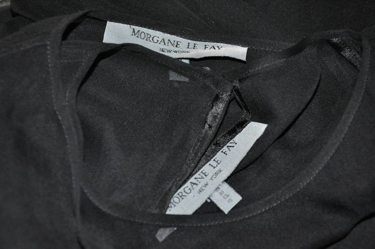 Morgan Le Fay Zweiteiliges schwarzes Chiffon-Maxikleid mit Bluse aus Chiffon Damen im Angebot