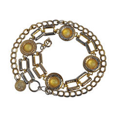 Retro Yves Saint Laurent Gold Hardware Accented with Poured Glass Chain Belt