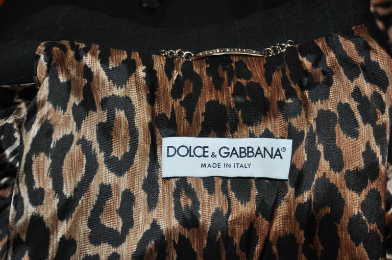 Dolce & Gabbana Black with Blue Pinstripe Pantsuit