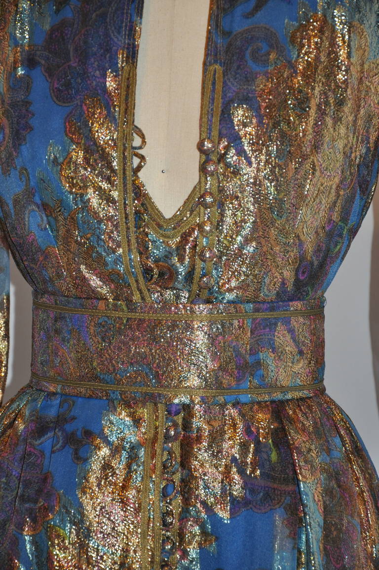 Multi-Color Palsey Print with Gold Lame 3-Piece Ensemble