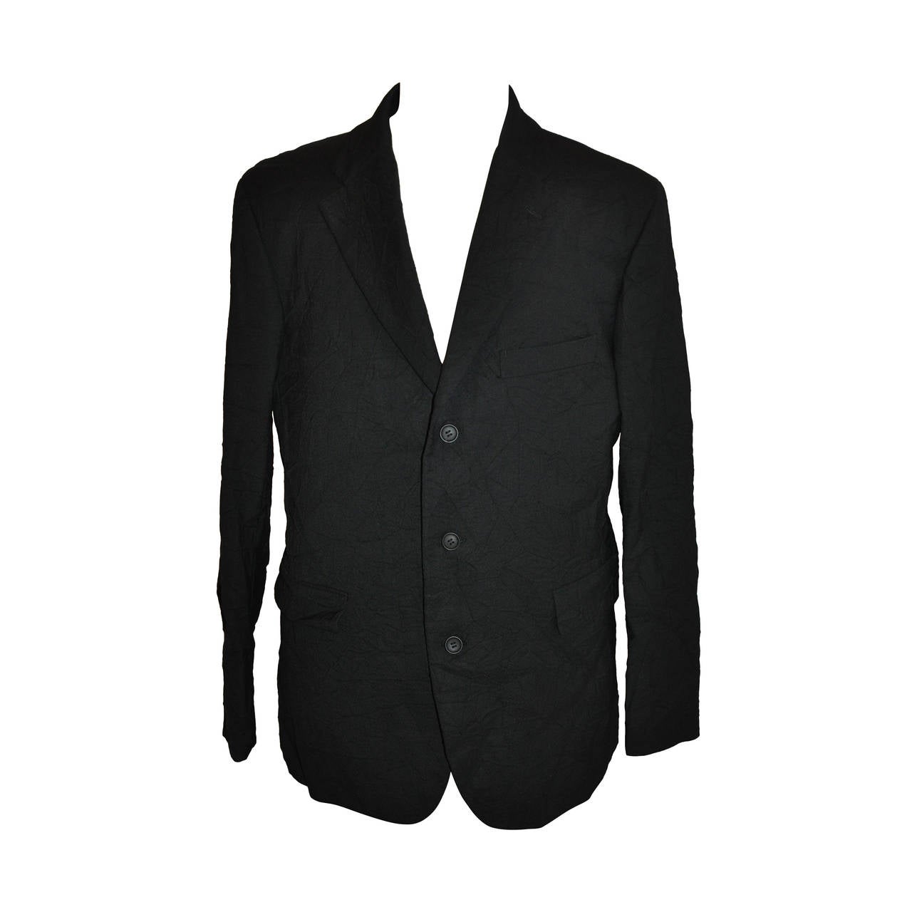 Issey Miyake Men's Black Signature "Crumbled" Jacket For Sale