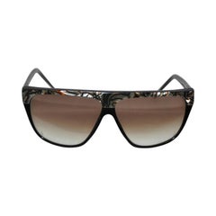 Retro Laura Biagiotti Black Lucite with Mother-of-Pearl Accent Sunglasses