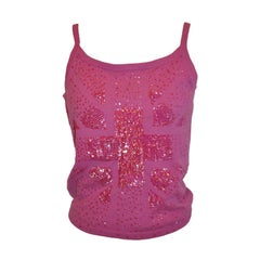 'Fake' (London) for Bergdorf Goodman Cashmere Fuchsia with Sequins Tank