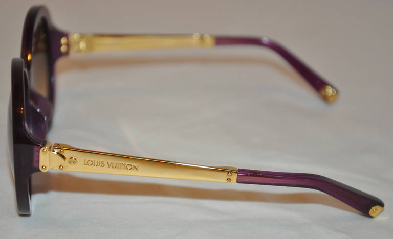 Louis Vuitton Deep Irresendent Purple Sunglasses with Gold Hardware Accent For Sale at 1stdibs