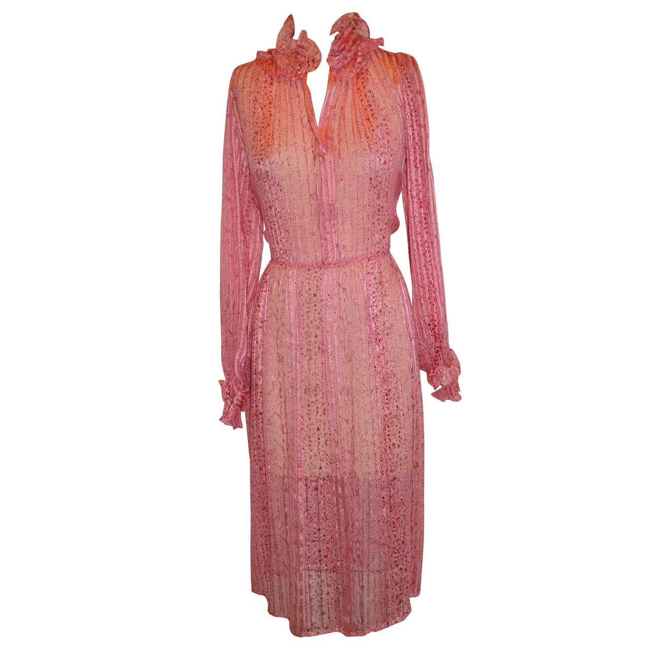 Saks Fifth Avenue Silk with Silk chiffon Stripe Ruffle Dress