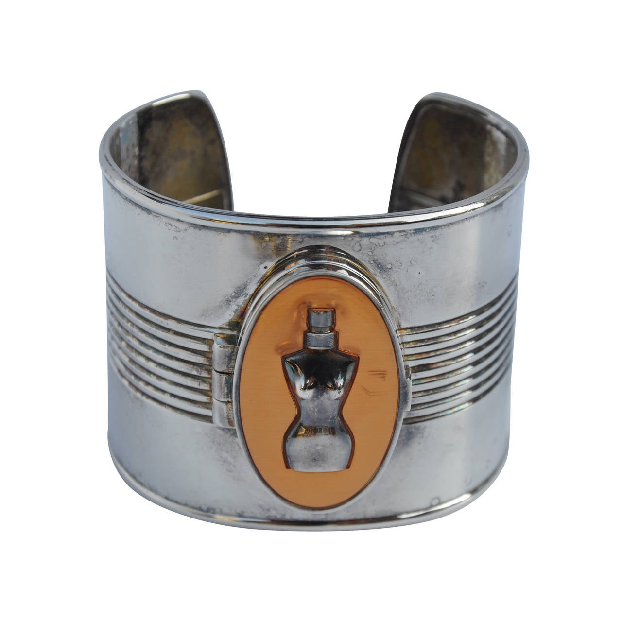 Jean Paul Gaultier Bold Silver with "Locket" Compartment Cuff For Sale