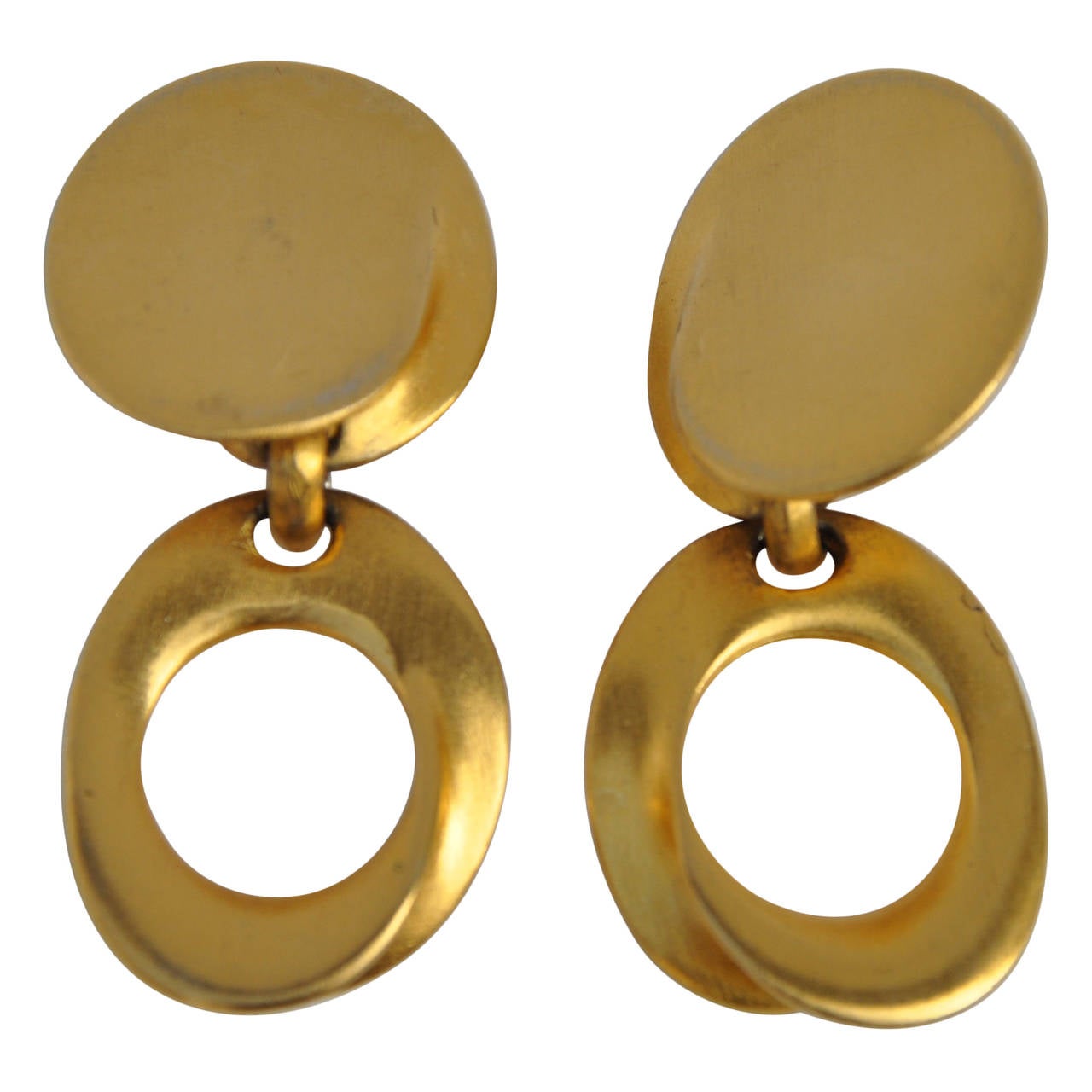 Large Gilded Gold Vermeil Drop Earrings For Sale at 1stDibs