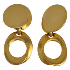 Large Gilded Gold Vermeil Drop Earrings