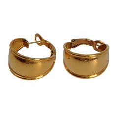 Retro Napier Gilded Gold Wide Loop Ear Clips