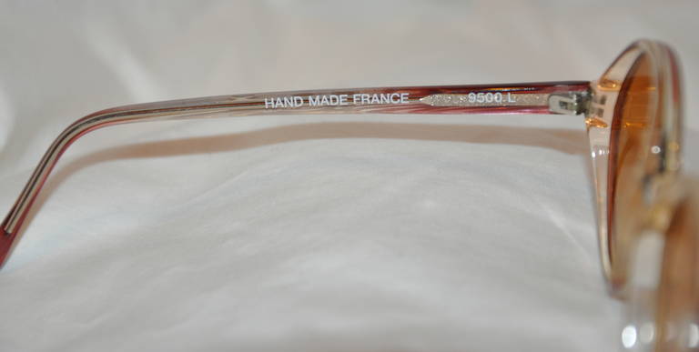 Handmade in France Oval Stripe Lucite Sunglasses In Excellent Condition In New York, NY
