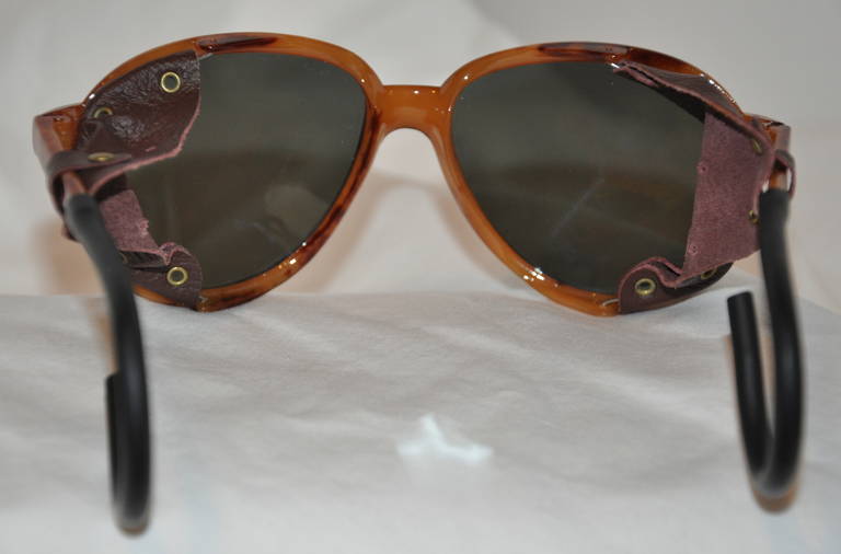 Women's or Men's Mirrored with Leather Accent Tortosise Shell Driving Sunglasses