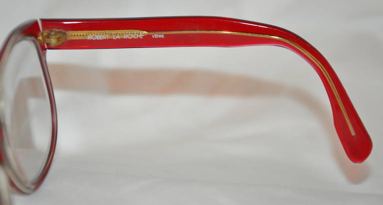 thick red frame glasses