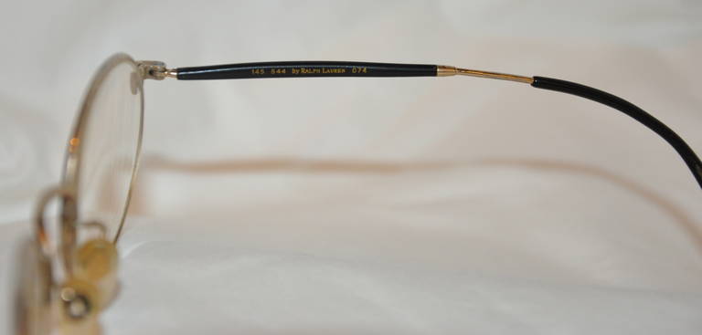 Ralph Lauren Black with Gold Hardware Round Rimed Glasses For Sale at ...