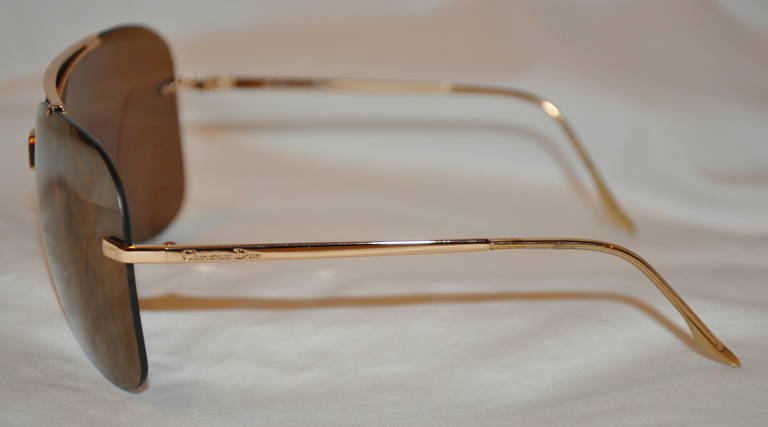 Marron Christian Dior - Lunettes de soleil en miroir doré avec quincaillerie dorée en vente