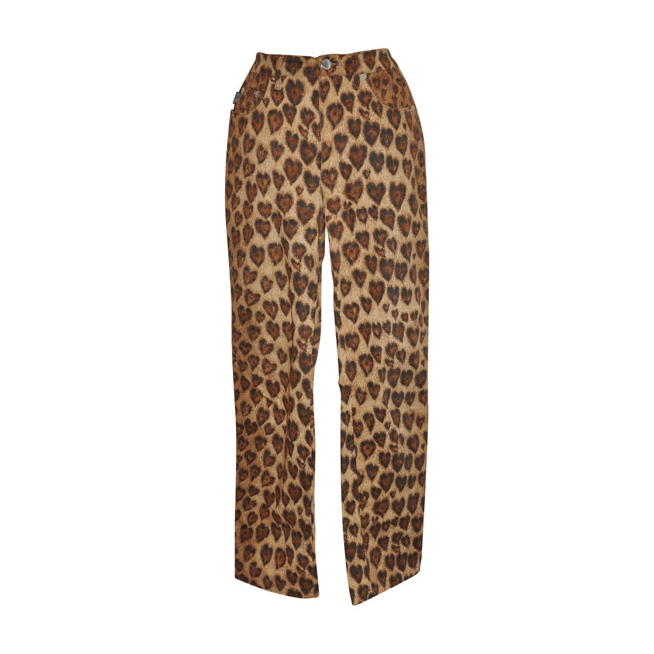 Moschino Leopard Print Five-Pocket Stretch Cotton Pants For Sale