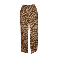 Moschino Leopard Print Five-Pocket Stretch Cotton Pants