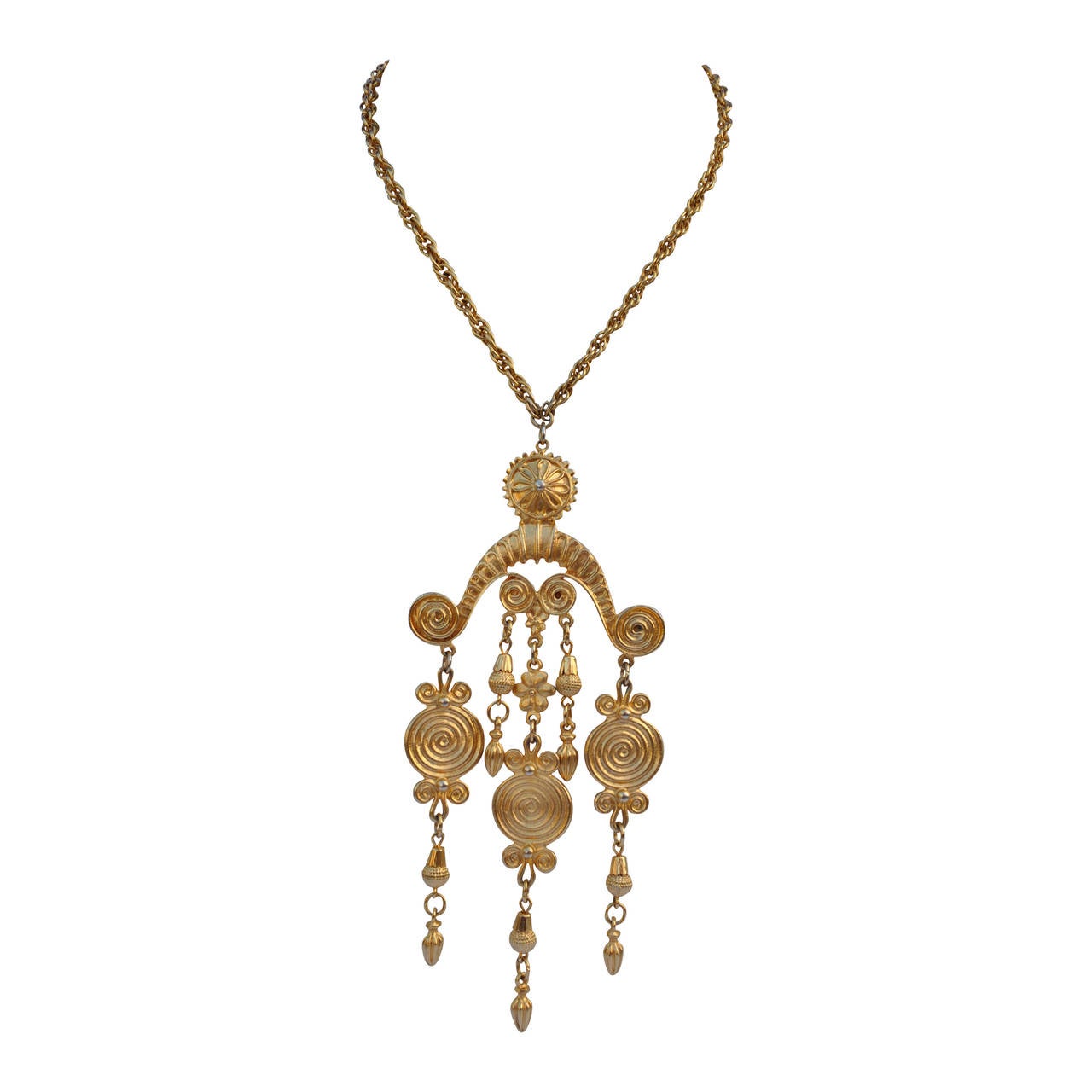 Vendome Gold Necklace with Large Mobile Pendant For Sale