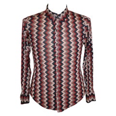 Retro Todd Oldham Zig Zag Multi-Color Men's Snap-Front Shirt