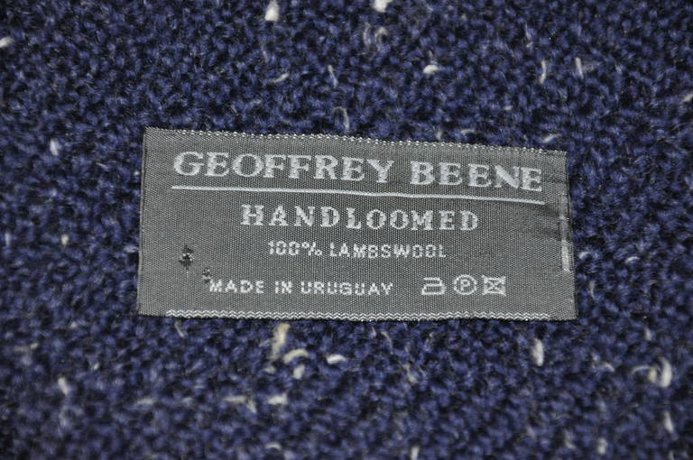 Black Geoffrey Beene Handloomed Navy with Specks of Gray & Cream Scarf