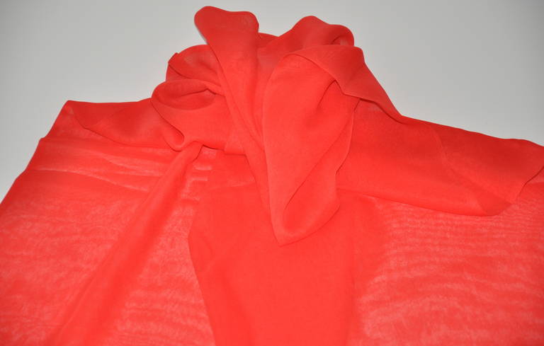 This elegant bold-double-layer silk chiffon scarf measures 58