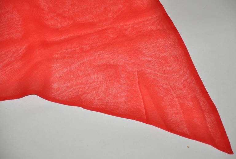 Bold Red Double-Layer Silk Chiffon Scarf In New Condition In New York, NY