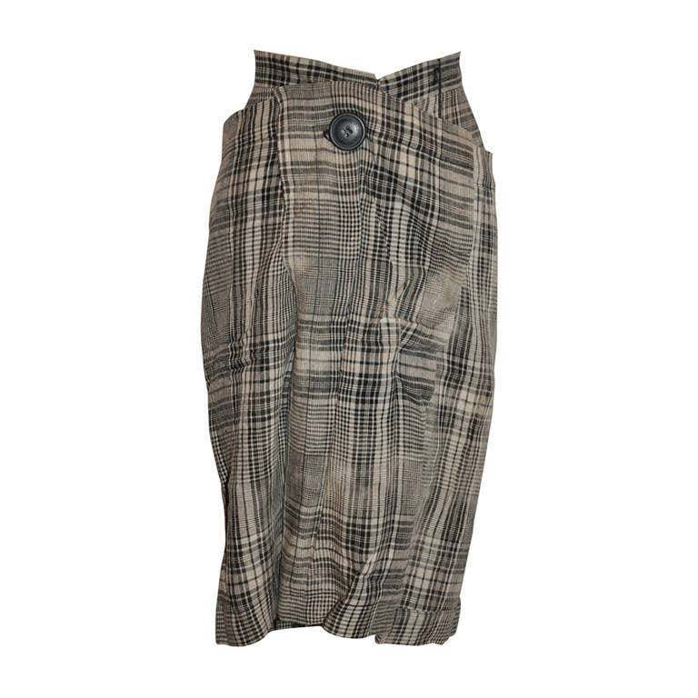 Vivienne Westwood Black and White Linen Plaid Deconstructed Skirt For ...