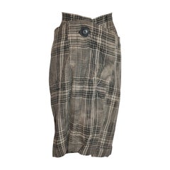 Vintage "Limited Edition"Vivienne Westwood Black & White Linen Plaid Deconstructed Skirt