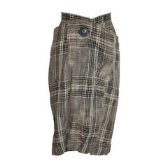 Vivienne Westwood Black & White Linen Plaid Deconstructed Skirt