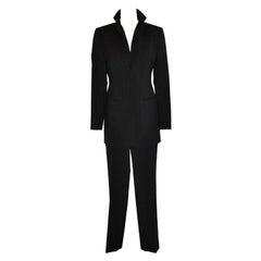 Vintage Dolce & Gabbana Black with Blue Pinstripe Pantsuit