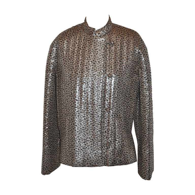 Givenchy "Nouvelle Boutique" Gold Lame & Black Quilted Evening Jacket For Sale