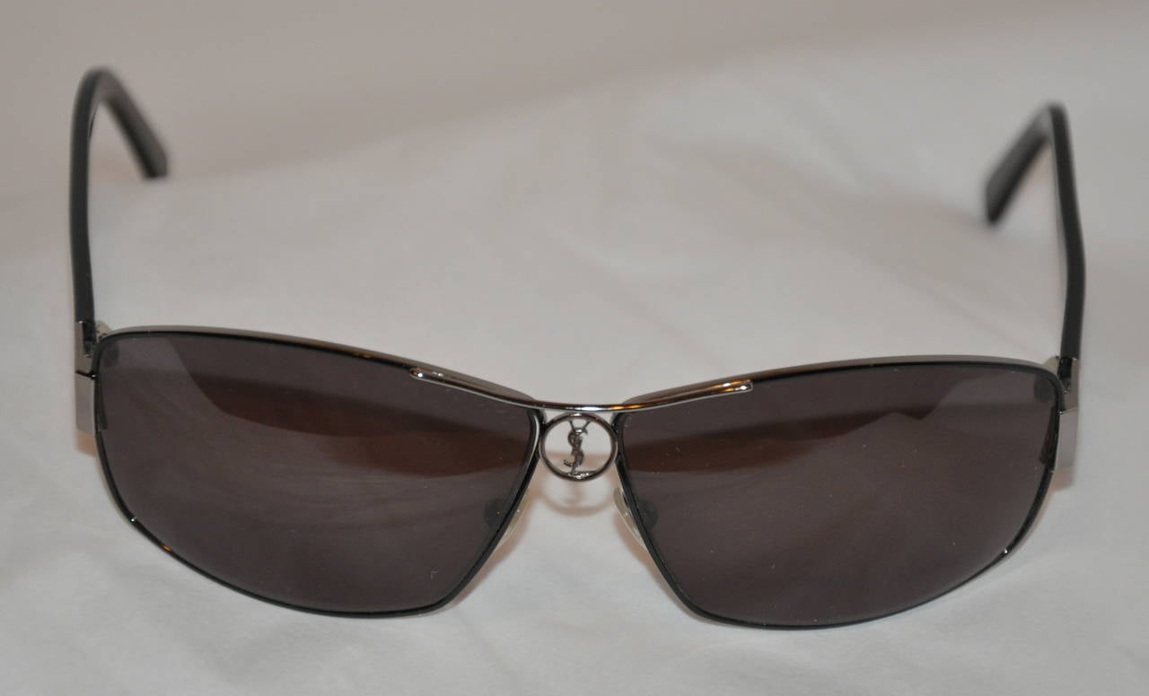 Yves Saint Laurent Black Hardware with Black Lucite Sunglasses For Sale ...