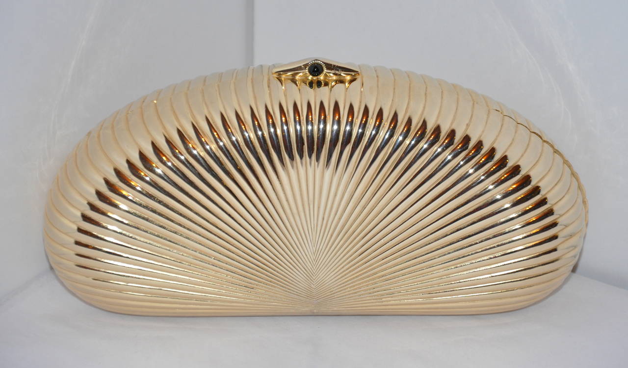 Burdines Gilded Gold Hardware Evening Clutch & Shoulder Bag In Excellent Condition In New York, NY
