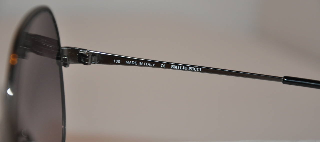 Women's or Men's Emilio Pucci Black Hardware with Multi-Color Arms Sunglasses