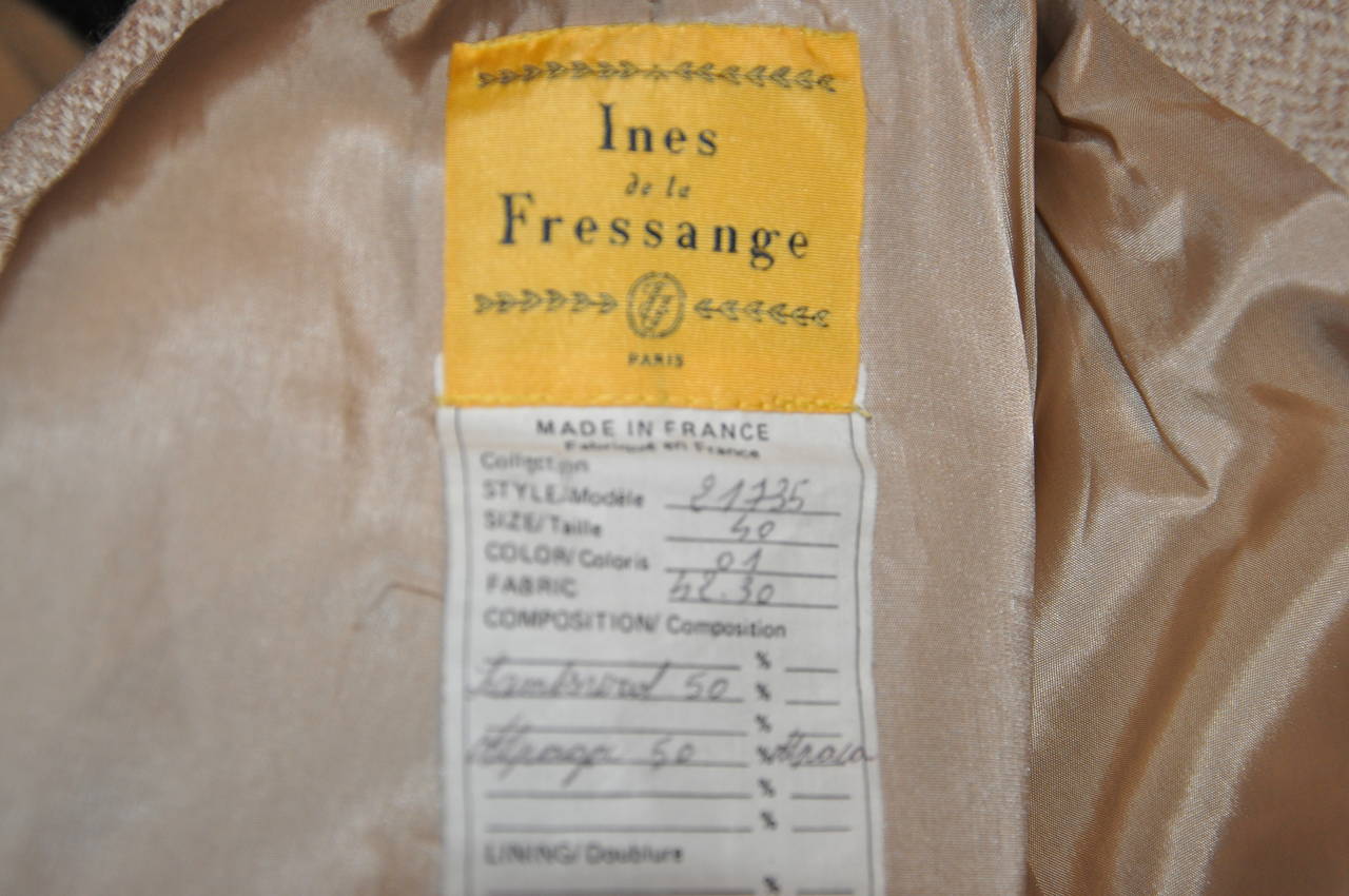 Ines de la Fressange Cream Lambswool and Angora Jacket In Excellent Condition In New York, NY