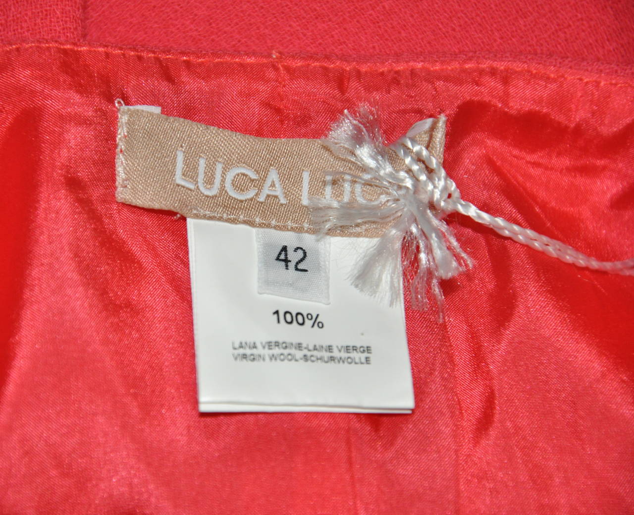 Luca Luca Fully Lined Coral Wool Crepe Detailed Skirt In New Condition In New York, NY